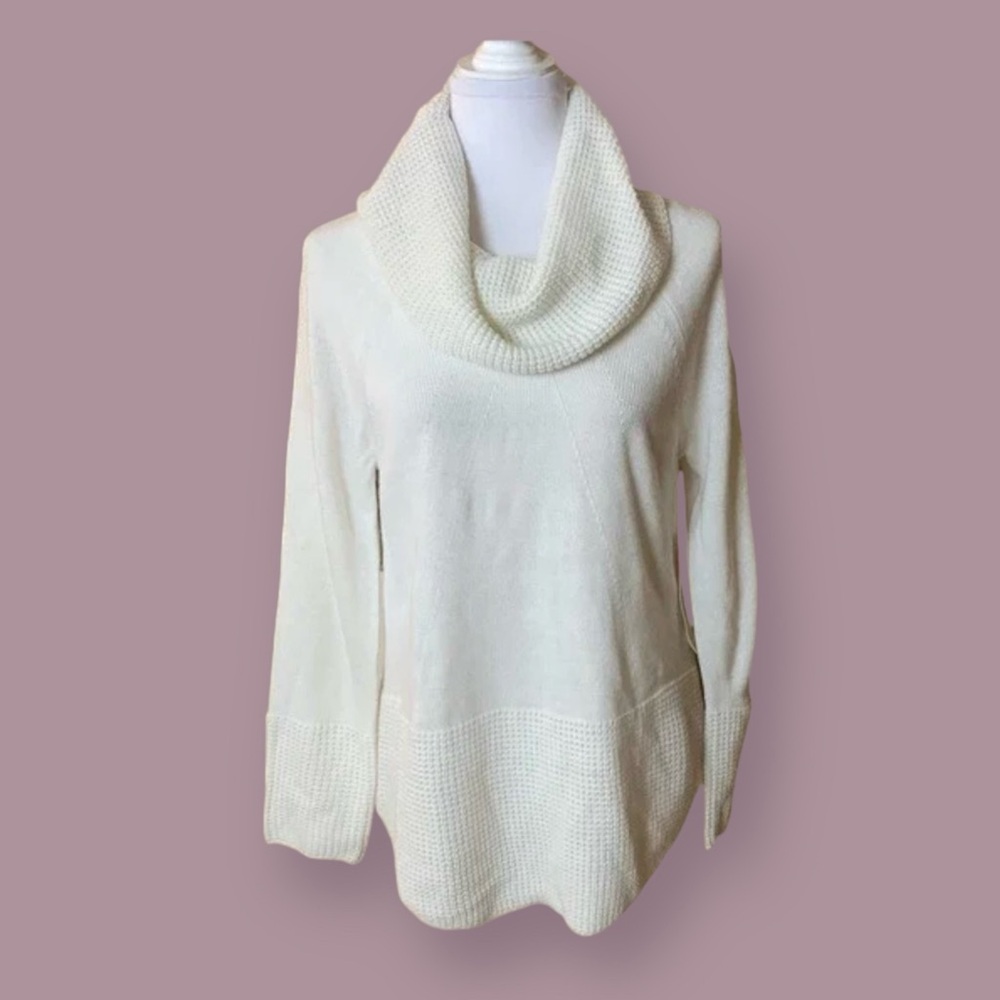 Calvin Klein White Cowl Neck Long Sweater L